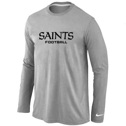 Nike New Orleans Saints Authentic Font Long Sleeve NFL T-Shirt - Grey